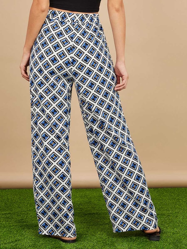 Geometric Print Wide Leg Trouser For Default Category at UAE Styli