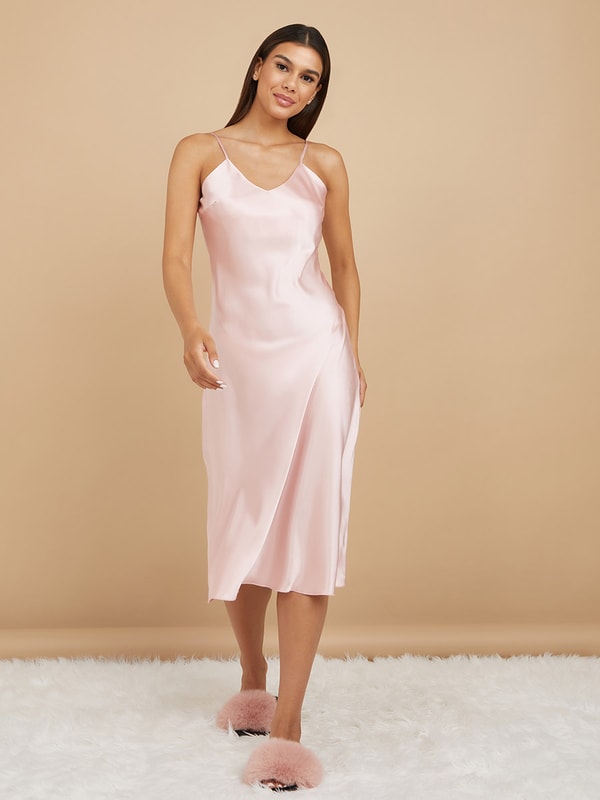 Pink silk slip online dress