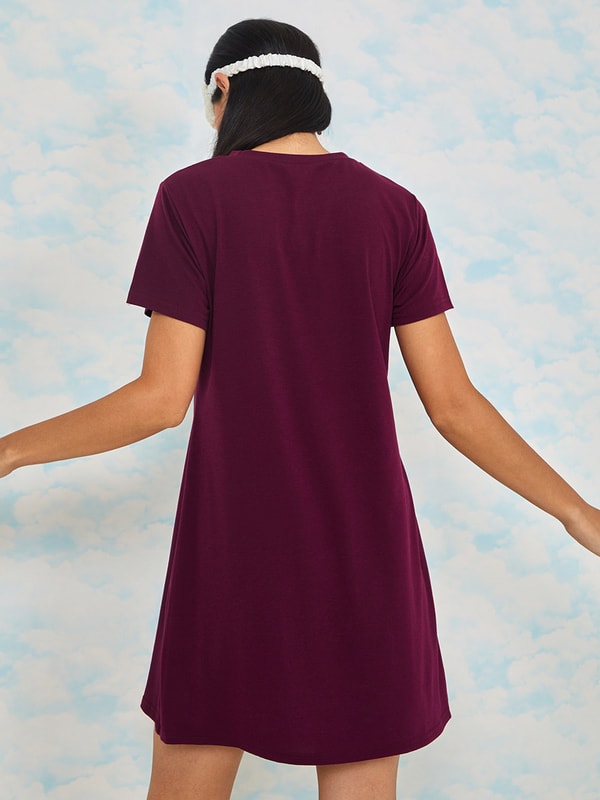 Maroon t shirt dress cheap