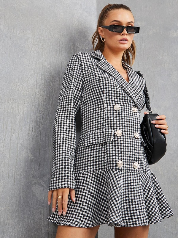 Checkered blazer dress deals