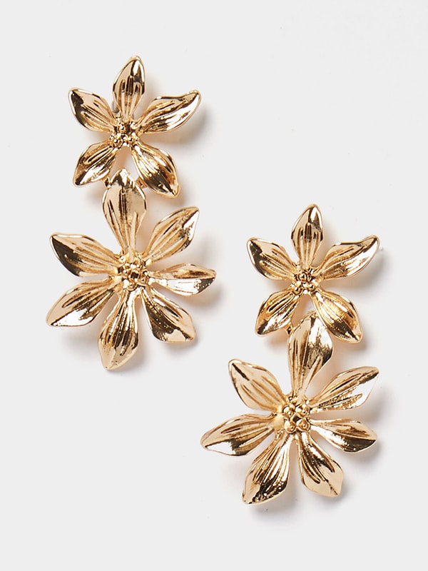 Flower Drop Earrings with Pushback Closure Styli