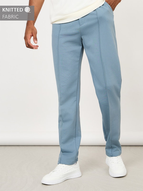 Front Pintuck Knit Trousers For Men at Saudi | Styli