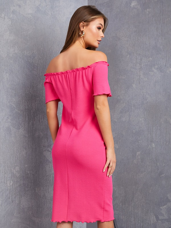 Off Shoulder Sheath Knee Length Dress Styli
