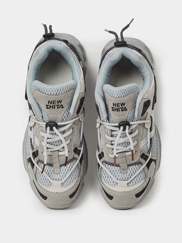 Men mesh panel lace cheap up sneakers