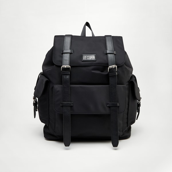 Buy Lee Cooper Solid Backpack with Contrast Zip Closure and Adjustable Straps Black For Men Styli UAE