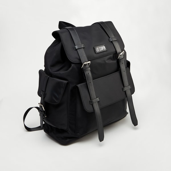 Lee Cooper Solid Backpack with Contrast Zip Closure and