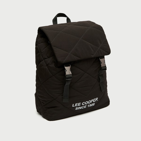 Buy Lee Cooper Quilted Backpack with Adjustable Straps Black For Men Styli Kuwait