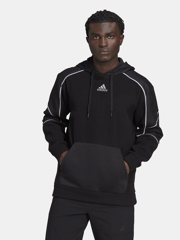Essentials black polar fleece hoodie 2025