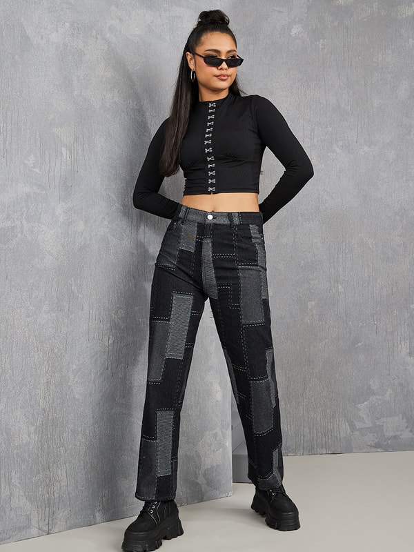 ★SIO★HIGH NECK RIBBED CROP JUMPER[BLACK]★正規品韓国送料込 Textured Stretch Rib Mock Neck Top | EILEEN FISHER