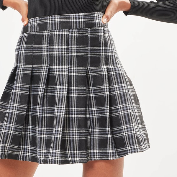 Plaid Pleated Mini Skirt Tartan Skirt Factorie Checked Pleat