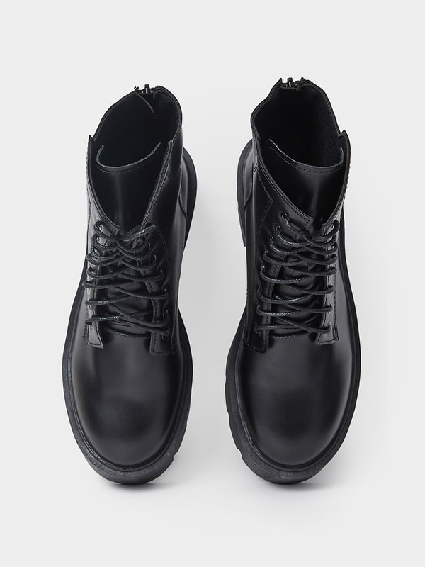 Oslo black chunky lace up boots hotsell