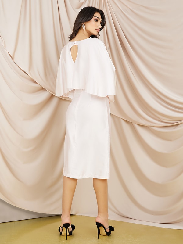 Cape Style Sleeve Cut Out Back Detail Midi Dress Styli