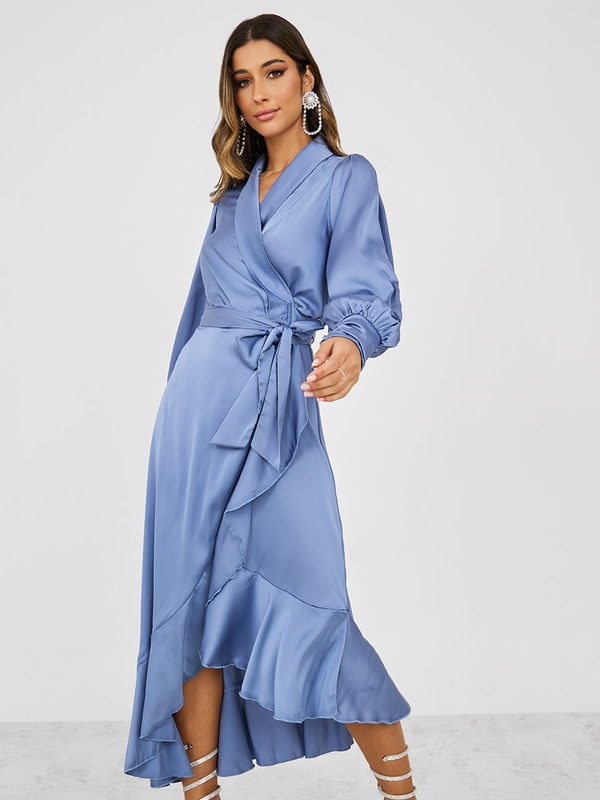 Satin shop frill dress