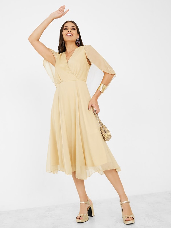 Angel sleeve midi skater dress online