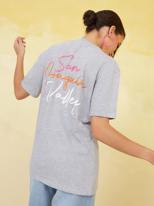 Short Sleeves San Diego Slogan Oversized Longline T-shirt