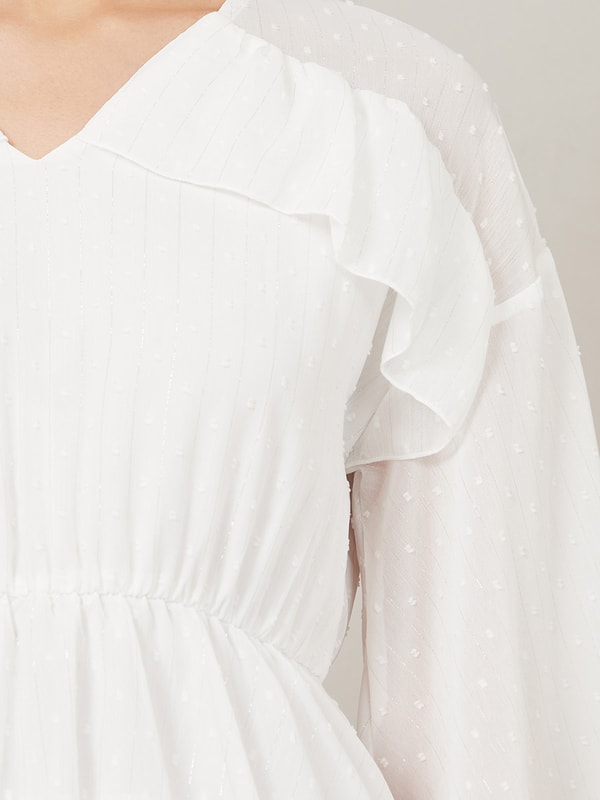 white dobby milkmaid skater dress 20 White Summer Dresses That Are Fresh, Breezy, & Will Help You Nail Boho  Cool