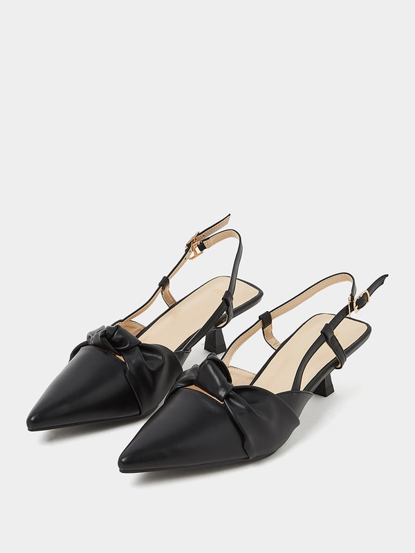 Solid Ankle Strap Kitten Heel Shoes Styli