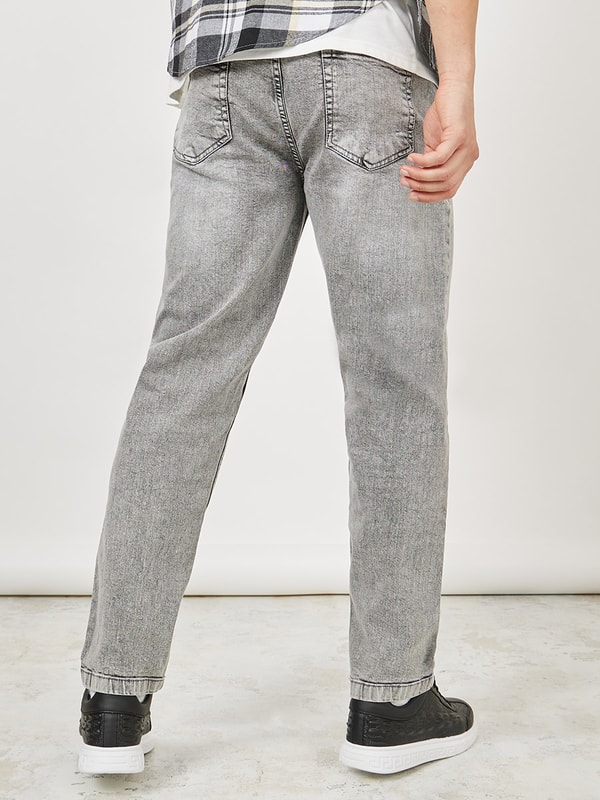 Buy Acid Wash Regular Fit Jeans Grey For Men Styli Saudi