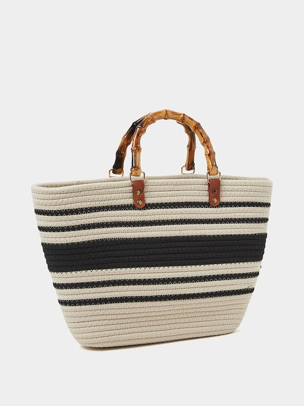 Buy Striped Pattern Crochet Beach Bag Multi For Women Styli Saudi