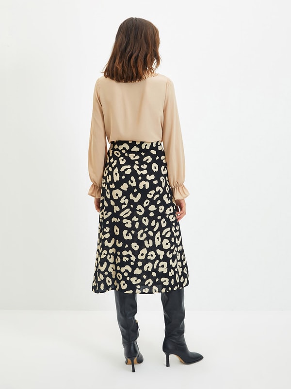 Animal print midi skirt quality online