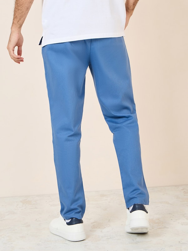 Buy Carrot Fit Textured Sailor Pants with Rope Belt Navy