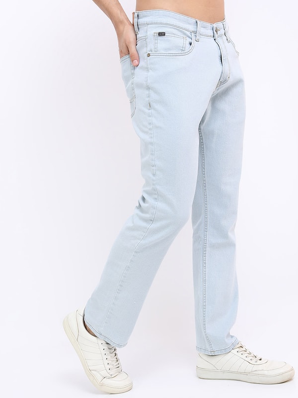 Buy Mid Rise Straight Fit Stretchable Jeans Light Blue For Men Styli