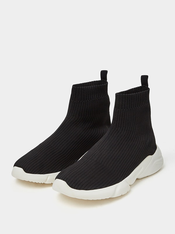 Buy Knit Sock Slip On Sneakers Black For Men Styli Saudi