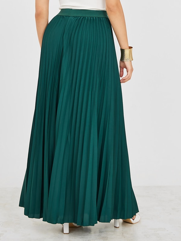 Emerald pleated maxi skirt store