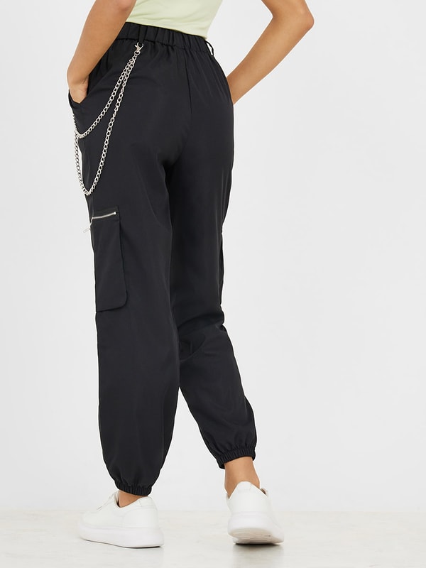 Pocket Womens Cargo Pants With Chain Heartbreak Petite Wide Leg