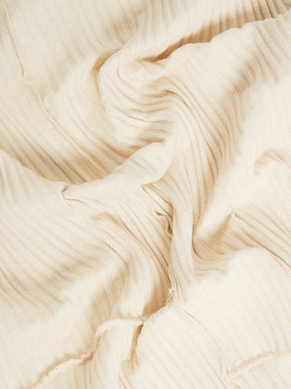 Parchment Exposed Seam Ribbed Tee and Pants Two-piece Outfit