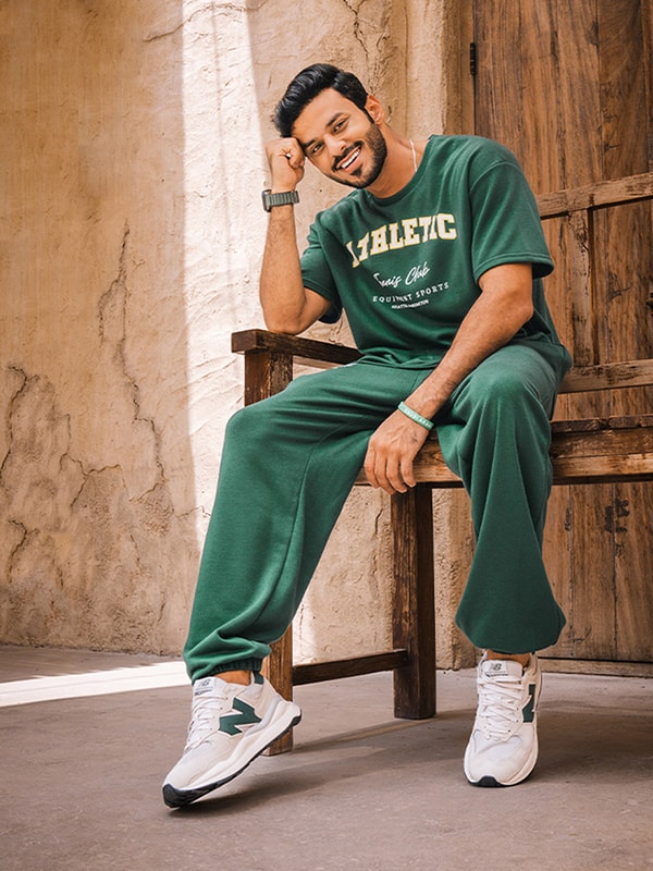 Varsity Print TShirt & Oversized Jogger CoOrd Set Styli