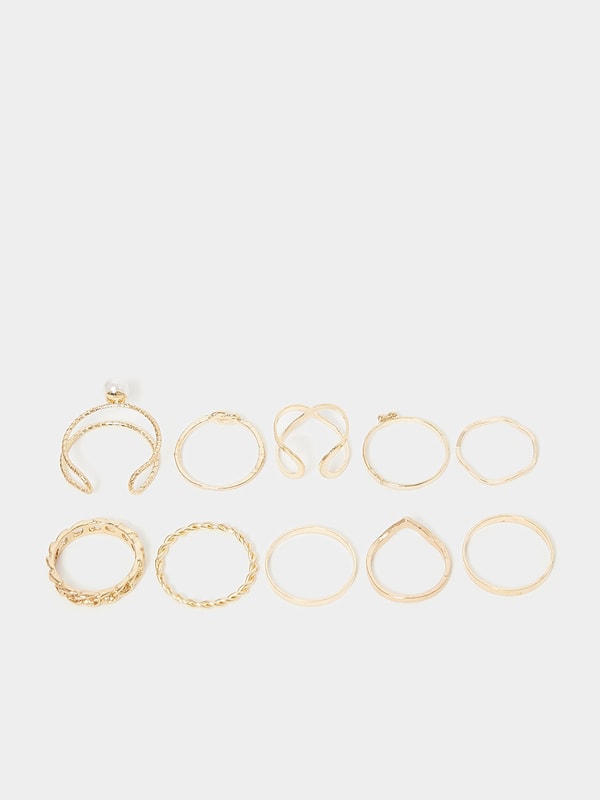 Buy Set of 10 - Assorted Rings Gold For Women | Styli Saudi