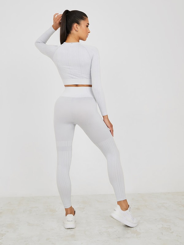 【送料&関税込】Etro Jacquard Wool Blend Top And Leggings Buy Seamless Jacquard Long Sleeves Top and Leggings Set Grey