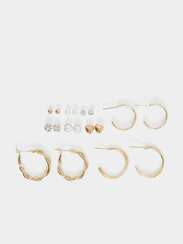 Set of 9 - Stud and Hoop Earrings | Styli