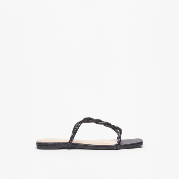 Black flat evening sandals 2025