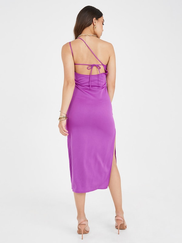 ワンピース MARGARIN FINGERS ROSE CORSAGE SATIN MINI DRESS 5BNY521 Buy Rose Corsage One Shoulder Neck Bodycon Dress Purple For