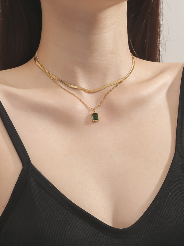 Layered deals drop necklace