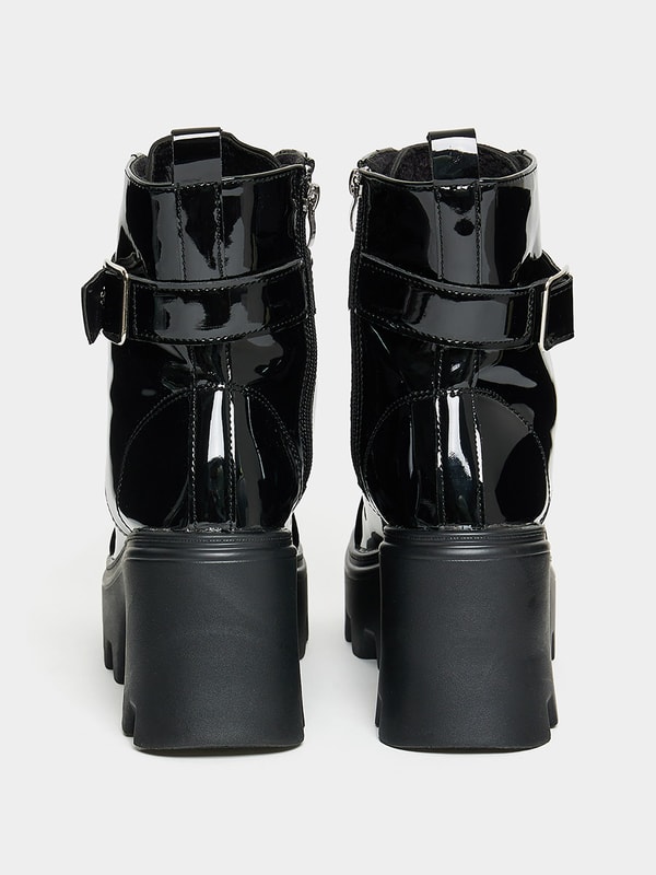 Chunky black boots with buckles best sale