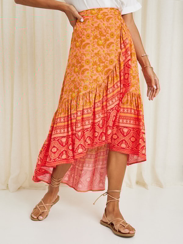 Jigsaw paisley wrap midi skirt sale