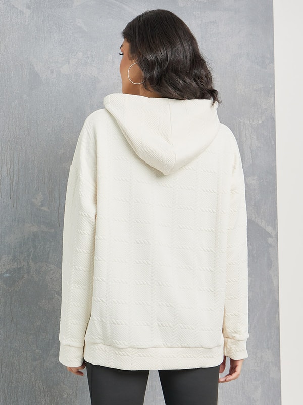 Textured Oversized Hoodie with Front Pocket