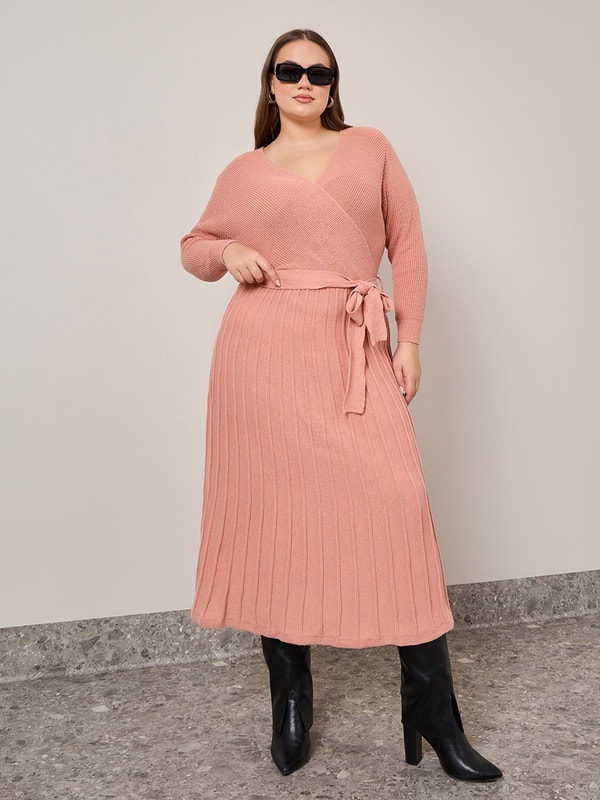 plus size pink sweater dress MIDI Length Generally takes 5 Stacy Soft Sweater Dress