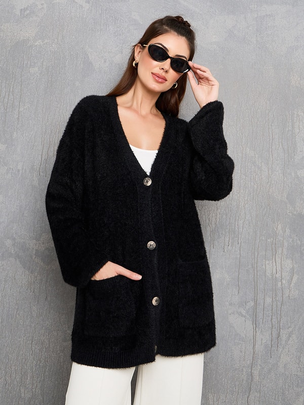 Oversized fur on sale cardigan