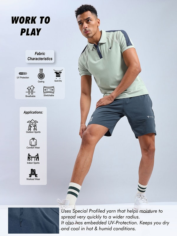 Buy Solid 4-Way Stretch Active Shorts Charcoal For Men