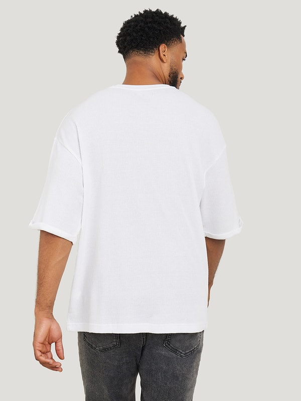 【Rest & Recreation】 OVERSIZED WAFFLE CREWNECK T-SHIRT ★ REST & RECREATION 2412 OVERSIZED WAFFLE CREWNECK T-SHIRT