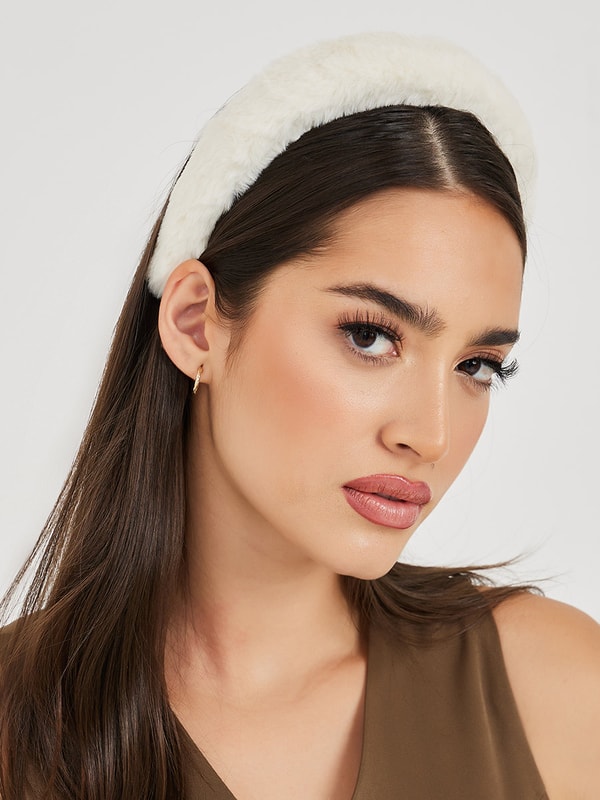Buy Fluffy Headband White For Women Styli Saudi