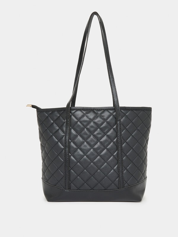 Quilted Shoulder Bag with Zip Closure | Styli
