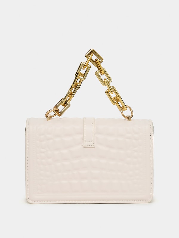 Textured Flap Handbag with Chain Strap | Styli