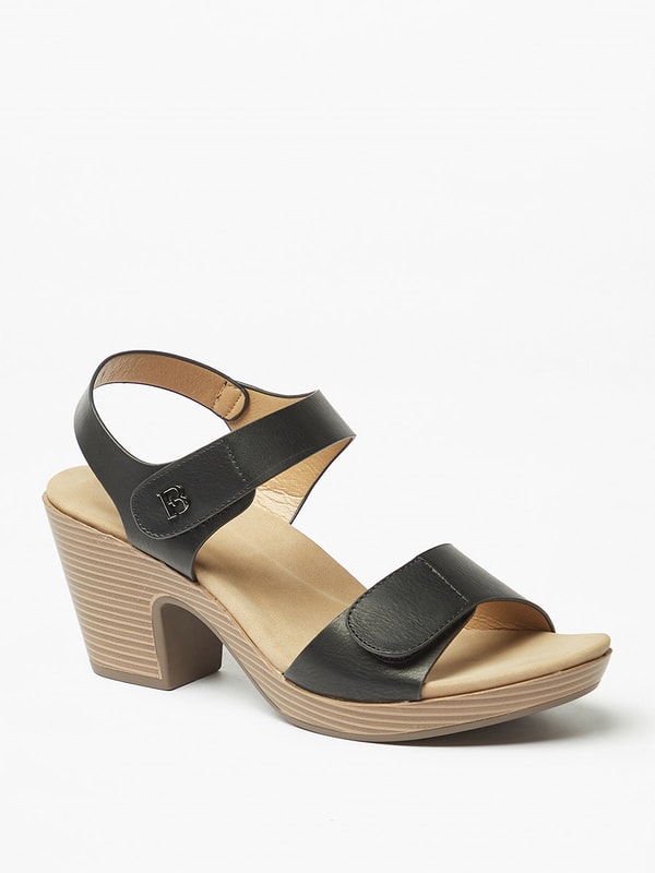 Solid Block Heel Sandals with Velcro Strap For Women at Saudi Styli