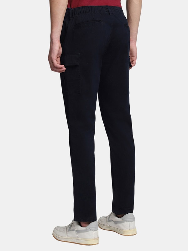 Buy Solid Drawcord Closure Cargo Pants Navy Blue For Men