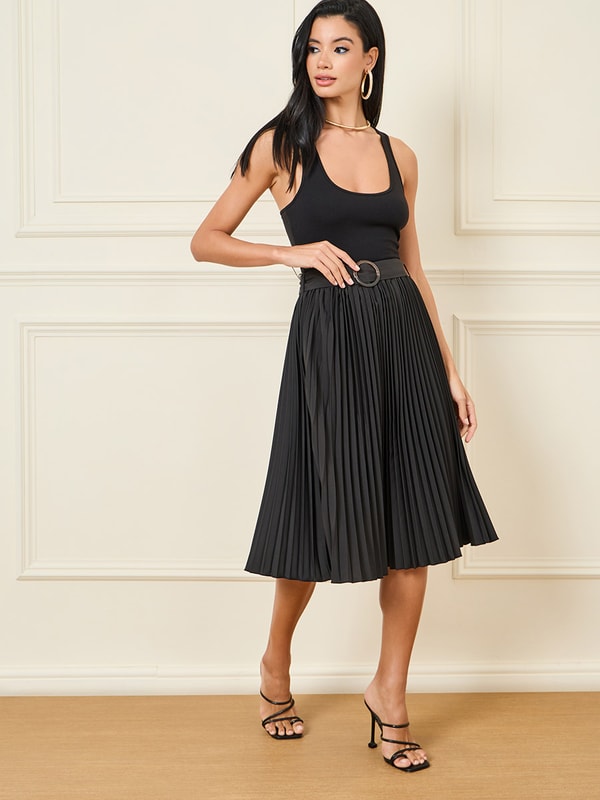 Black pleated midi outlet skirt 90